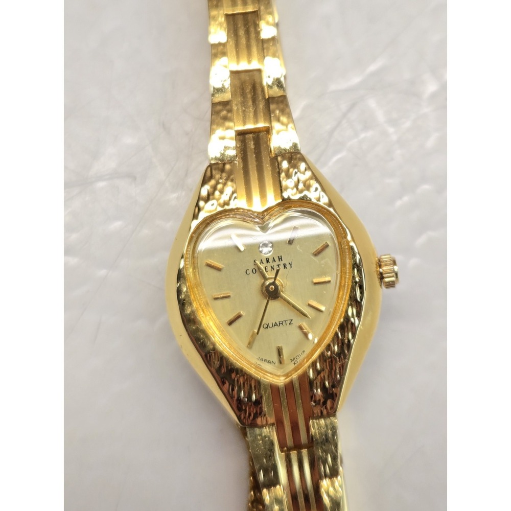 Vintage Sarah Coventry Gold Tone Heart Shaped Womens Watch New Battery